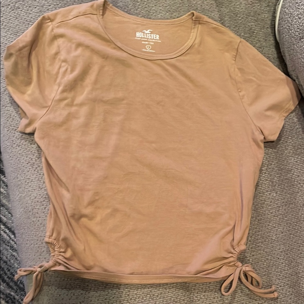Hollister Tan Ruched Crop T-Shirt